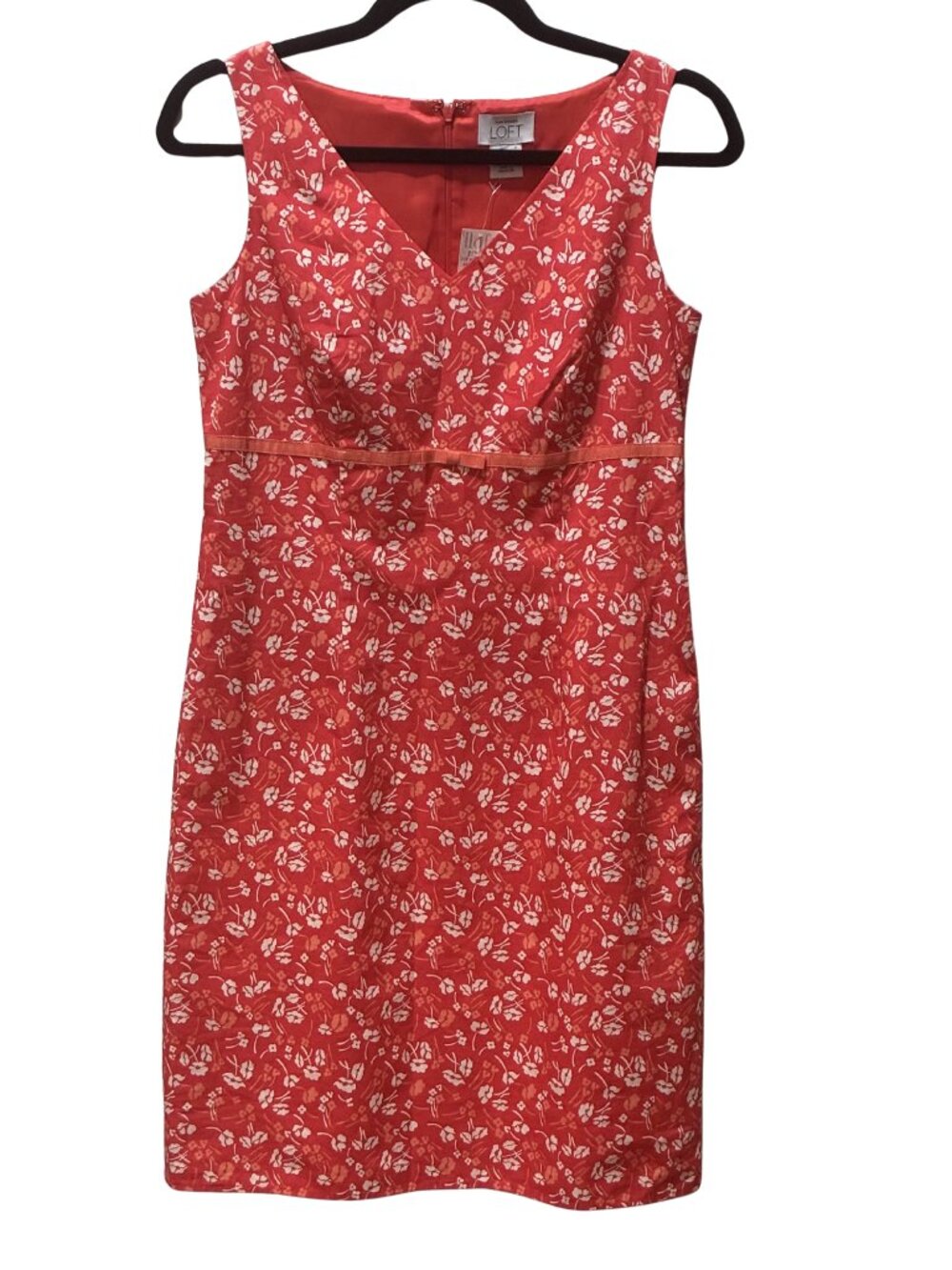 Ann Taylor LOFT Coral White Floral Empire Waist Cotton Shift Dress NWT Soft Y2K